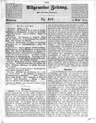 Allgemeine Zeitung Sonntag 13. November 1842