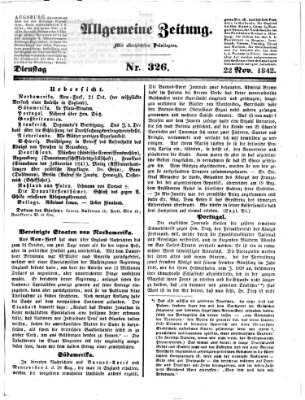 Allgemeine Zeitung Dienstag 22. November 1842