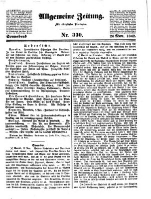 Allgemeine Zeitung Samstag 26. November 1842