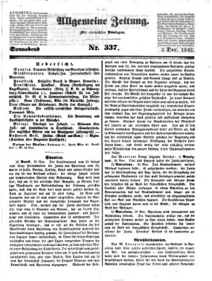 Allgemeine Zeitung Samstag 3. Dezember 1842