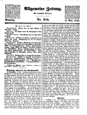 Allgemeine Zeitung Sonntag 11. Dezember 1842