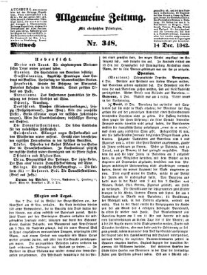 Allgemeine Zeitung Mittwoch 14. Dezember 1842