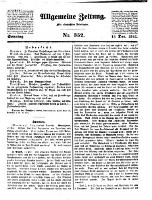 Allgemeine Zeitung Sonntag 18. Dezember 1842