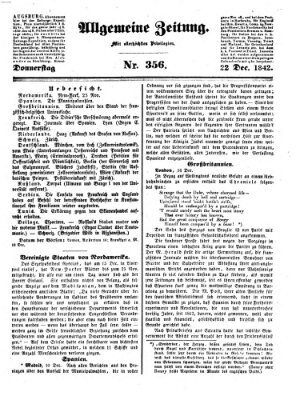 Allgemeine Zeitung Donnerstag 22. Dezember 1842