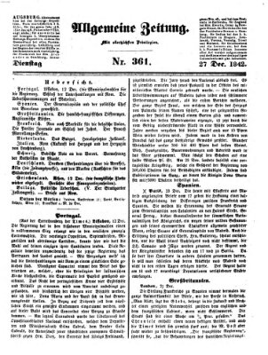 Allgemeine Zeitung Dienstag 27. Dezember 1842