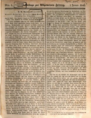Allgemeine Zeitung. Beilage zur Allgemeinen Zeitung (Allgemeine Zeitung) Saturday 1. January 1842