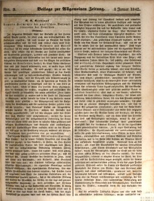 Allgemeine Zeitung. Beilage zur Allgemeinen Zeitung (Allgemeine Zeitung) Montag 3. Januar 1842