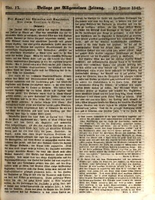 Allgemeine Zeitung. Beilage zur Allgemeinen Zeitung (Allgemeine Zeitung) Montag 17. Januar 1842