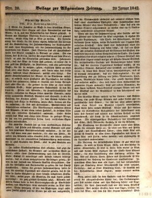 Allgemeine Zeitung. Beilage zur Allgemeinen Zeitung (Allgemeine Zeitung) Donnerstag 20. Januar 1842