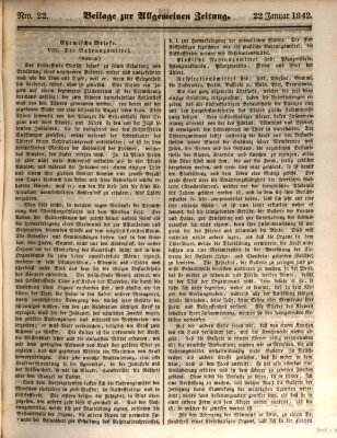 Allgemeine Zeitung. Beilage zur Allgemeinen Zeitung (Allgemeine Zeitung) Samstag 22. Januar 1842