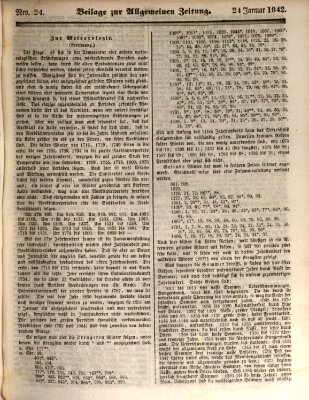 Allgemeine Zeitung. Beilage zur Allgemeinen Zeitung (Allgemeine Zeitung) Montag 24. Januar 1842