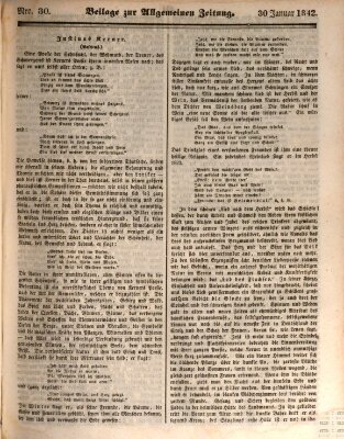 Allgemeine Zeitung. Beilage zur Allgemeinen Zeitung (Allgemeine Zeitung) Sonntag 30. Januar 1842