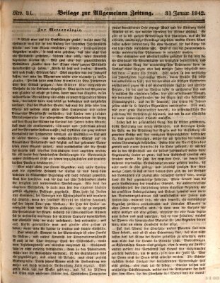 Allgemeine Zeitung. Beilage zur Allgemeinen Zeitung (Allgemeine Zeitung) Montag 31. Januar 1842