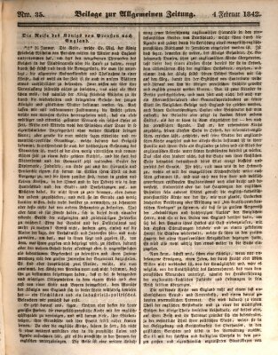 Allgemeine Zeitung. Beilage zur Allgemeinen Zeitung (Allgemeine Zeitung) Freitag 4. Februar 1842