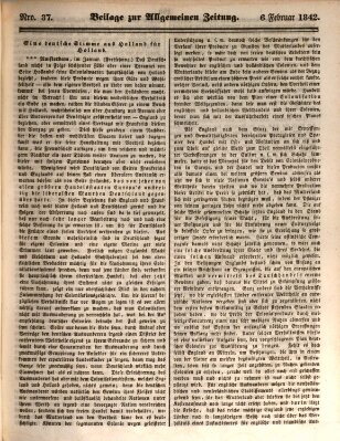 Allgemeine Zeitung. Beilage zur Allgemeinen Zeitung (Allgemeine Zeitung) Sonntag 6. Februar 1842