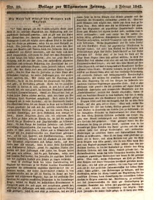 Allgemeine Zeitung. Beilage zur Allgemeinen Zeitung (Allgemeine Zeitung) Dienstag 8. Februar 1842