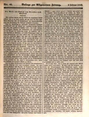 Allgemeine Zeitung. Beilage zur Allgemeinen Zeitung (Allgemeine Zeitung) Mittwoch 9. Februar 1842