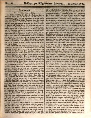 Allgemeine Zeitung. Beilage zur Allgemeinen Zeitung (Allgemeine Zeitung) Donnerstag 10. Februar 1842