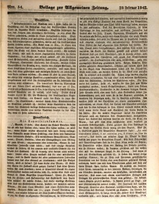 Allgemeine Zeitung. Beilage zur Allgemeinen Zeitung (Allgemeine Zeitung) Mittwoch 23. Februar 1842