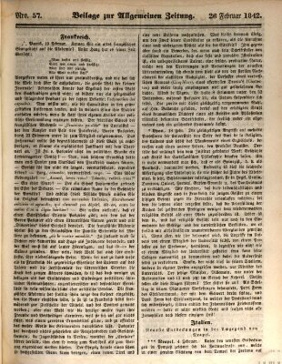 Allgemeine Zeitung. Beilage zur Allgemeinen Zeitung (Allgemeine Zeitung) Samstag 26. Februar 1842