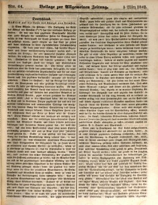 Allgemeine Zeitung. Beilage zur Allgemeinen Zeitung (Allgemeine Zeitung) Samstag 5. März 1842