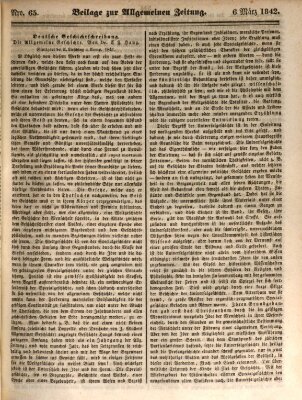 Allgemeine Zeitung. Beilage zur Allgemeinen Zeitung (Allgemeine Zeitung) Sonntag 6. März 1842