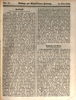 Allgemeine Zeitung. Beilage zur Allgemeinen Zeitung (Allgemeine Zeitung) Freitag 11. März 1842