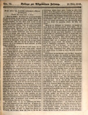 Allgemeine Zeitung. Beilage zur Allgemeinen Zeitung (Allgemeine Zeitung) Sonntag 13. März 1842