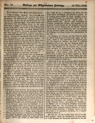 Allgemeine Zeitung. Beilage zur Allgemeinen Zeitung (Allgemeine Zeitung) Samstag 19. März 1842