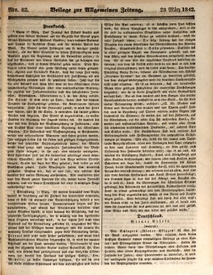 Allgemeine Zeitung. Beilage zur Allgemeinen Zeitung (Allgemeine Zeitung) Mittwoch 23. März 1842