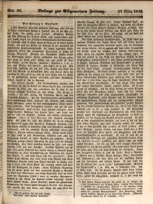 Allgemeine Zeitung. Beilage zur Allgemeinen Zeitung (Allgemeine Zeitung) Sonntag 27. März 1842