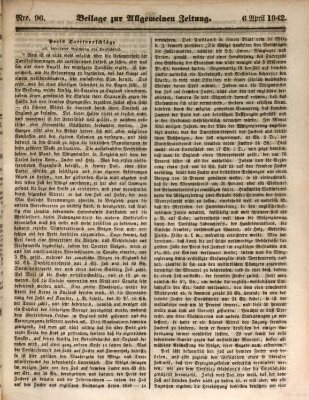 Allgemeine Zeitung. Beilage zur Allgemeinen Zeitung (Allgemeine Zeitung) Mittwoch 6. April 1842