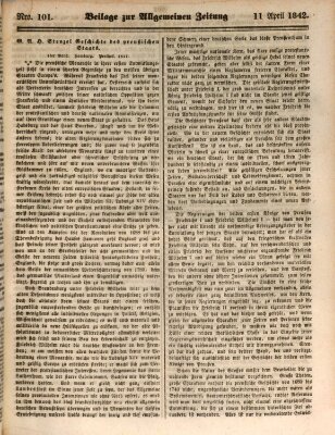 Allgemeine Zeitung. Beilage zur Allgemeinen Zeitung (Allgemeine Zeitung) Montag 11. April 1842