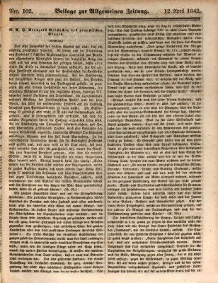 Allgemeine Zeitung. Beilage zur Allgemeinen Zeitung (Allgemeine Zeitung) Dienstag 12. April 1842