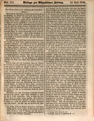 Allgemeine Zeitung. Beilage zur Allgemeinen Zeitung (Allgemeine Zeitung) Samstag 23. April 1842