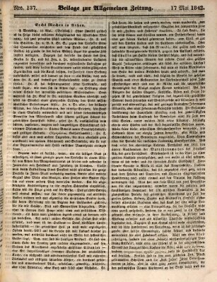 Allgemeine Zeitung. Beilage zur Allgemeinen Zeitung (Allgemeine Zeitung) Dienstag 17. Mai 1842