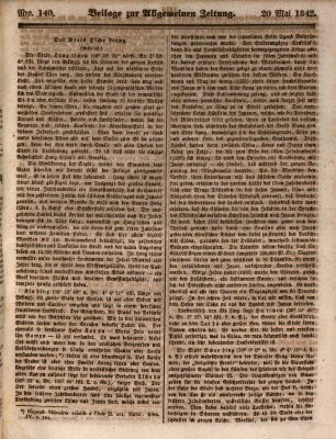 Allgemeine Zeitung. Beilage zur Allgemeinen Zeitung (Allgemeine Zeitung) Freitag 20. Mai 1842