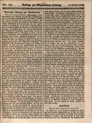 Allgemeine Zeitung. Beilage zur Allgemeinen Zeitung (Allgemeine Zeitung) Montag 13. Juni 1842