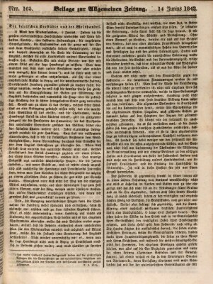 Allgemeine Zeitung. Beilage zur Allgemeinen Zeitung (Allgemeine Zeitung) Dienstag 14. Juni 1842