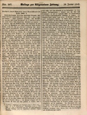 Allgemeine Zeitung. Beilage zur Allgemeinen Zeitung (Allgemeine Zeitung) Donnerstag 16. Juni 1842