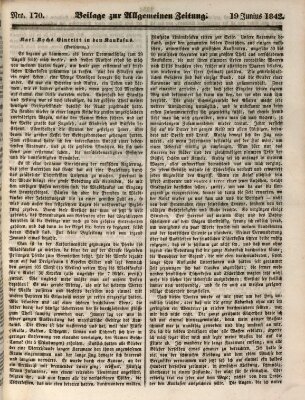 Allgemeine Zeitung. Beilage zur Allgemeinen Zeitung (Allgemeine Zeitung) Sonntag 19. Juni 1842