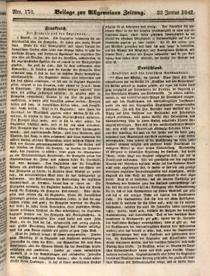 Allgemeine Zeitung. Beilage zur Allgemeinen Zeitung (Allgemeine Zeitung) Mittwoch 22. Juni 1842