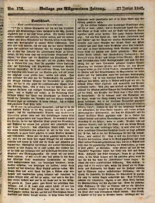 Allgemeine Zeitung. Beilage zur Allgemeinen Zeitung (Allgemeine Zeitung) Montag 27. Juni 1842