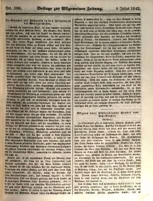 Allgemeine Zeitung. Beilage zur Allgemeinen Zeitung (Allgemeine Zeitung) Samstag 9. Juli 1842