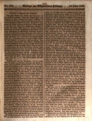 Allgemeine Zeitung. Beilage zur Allgemeinen Zeitung (Allgemeine Zeitung) Freitag 29. Juli 1842