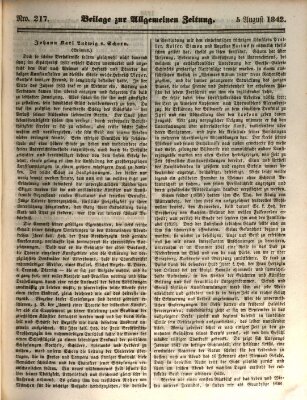 Allgemeine Zeitung. Beilage zur Allgemeinen Zeitung (Allgemeine Zeitung) Freitag 5. August 1842