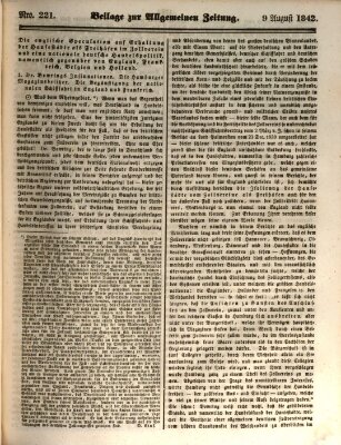 Allgemeine Zeitung. Beilage zur Allgemeinen Zeitung (Allgemeine Zeitung) Dienstag 9. August 1842