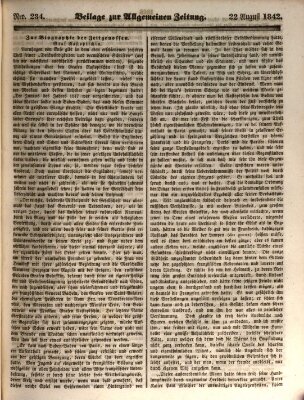 Allgemeine Zeitung. Beilage zur Allgemeinen Zeitung (Allgemeine Zeitung) Montag 22. August 1842