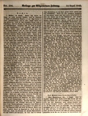 Allgemeine Zeitung. Beilage zur Allgemeinen Zeitung (Allgemeine Zeitung) Mittwoch 24. August 1842