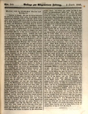 Allgemeine Zeitung. Beilage zur Allgemeinen Zeitung (Allgemeine Zeitung) Freitag 2. September 1842